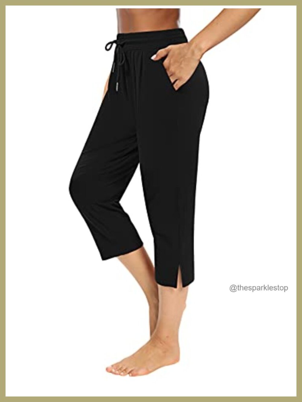 Capri Yoga Pants Loose Workout Joggers Drawstring Sweatpants with Pockets